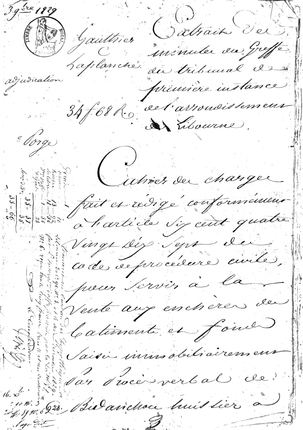 Cahier des Charges: Judicial Auction of Property in Libourne (1829) - Page 2