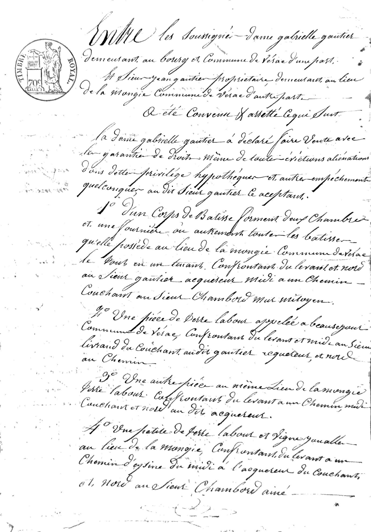 1842 Deed of Sale and Land Exchange Between Gautier Siblings - Page 2