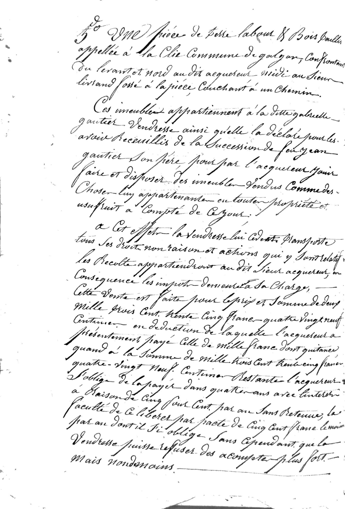 1842 Deed of Sale and Land Exchange Between Gautier Siblings - Page 3