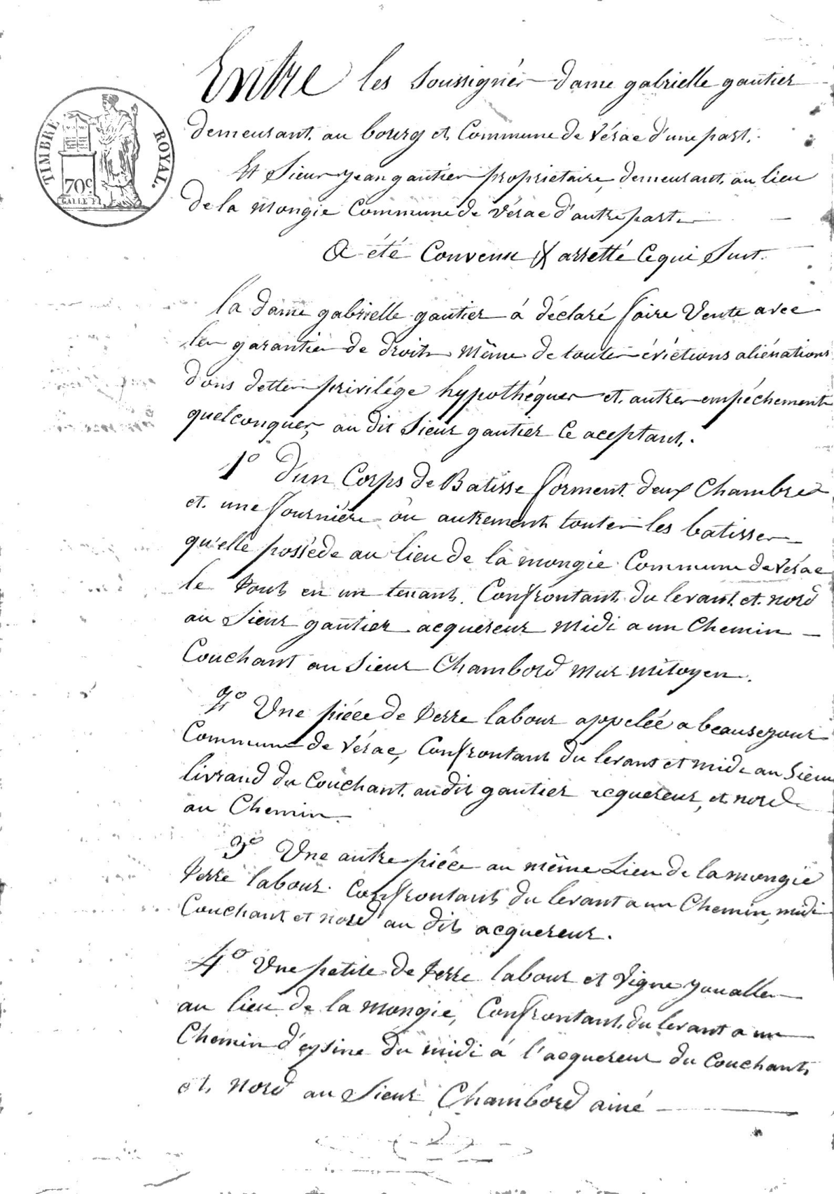1842 Deed of Sale and Land Exchange Between Gautier Siblings - Page 6