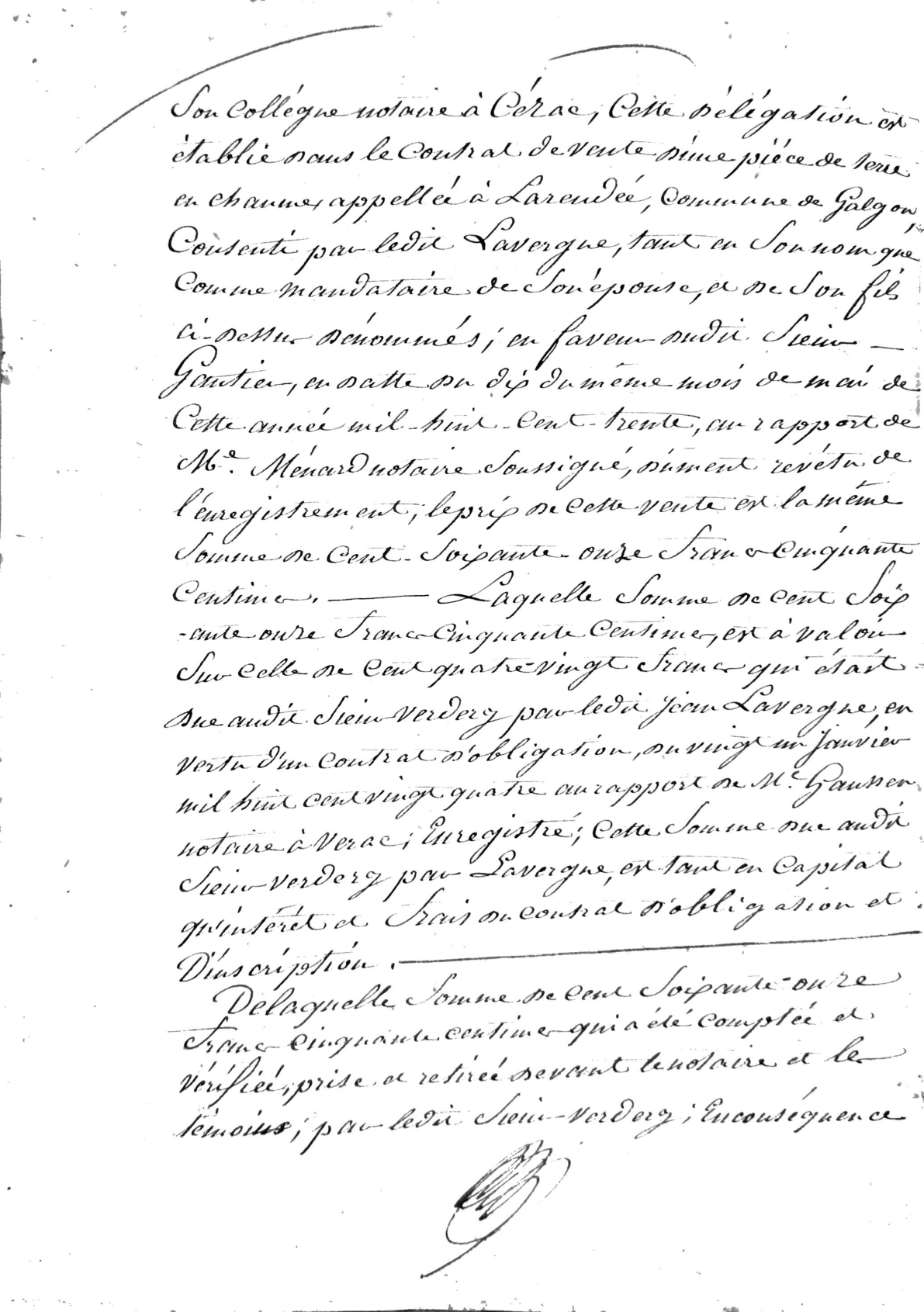 1830 Notarial Receipt and Mortgage Cancellation (Gironde, France) - Page 3