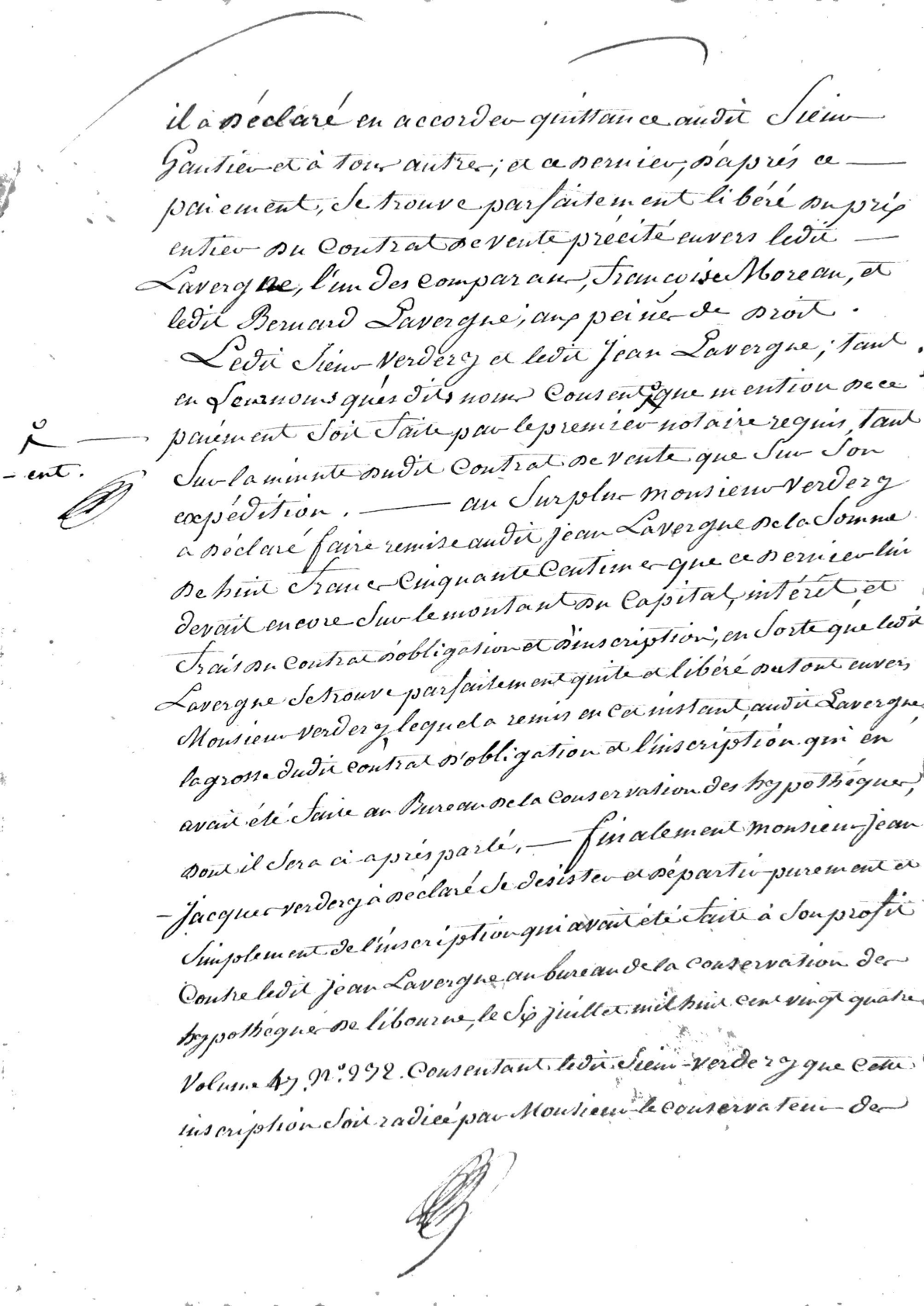 1830 Notarial Receipt and Mortgage Cancellation (Gironde, France) - Page 4