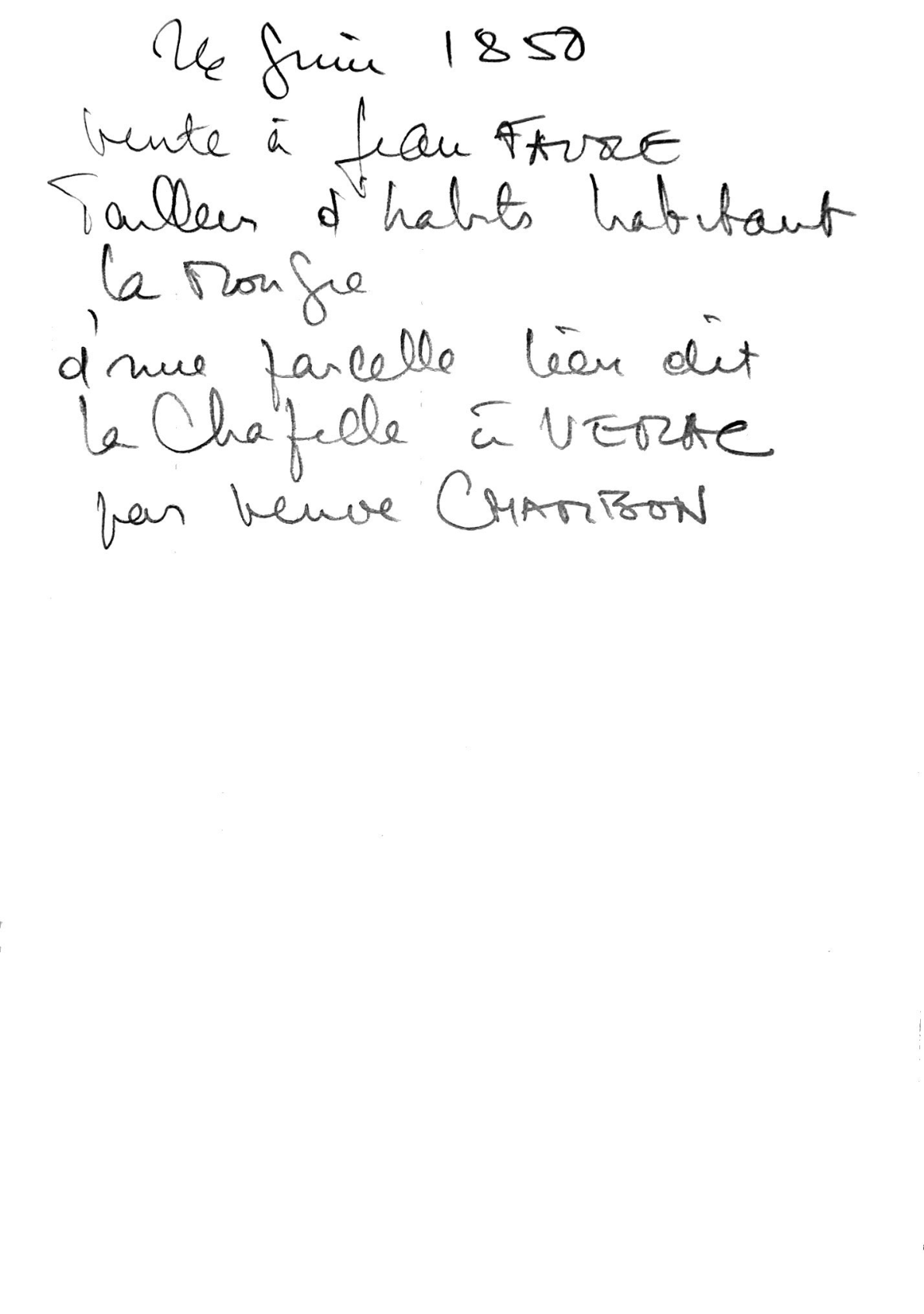 Deed of Sale: Land in Verac, Widow Chambon to Faure (1850)