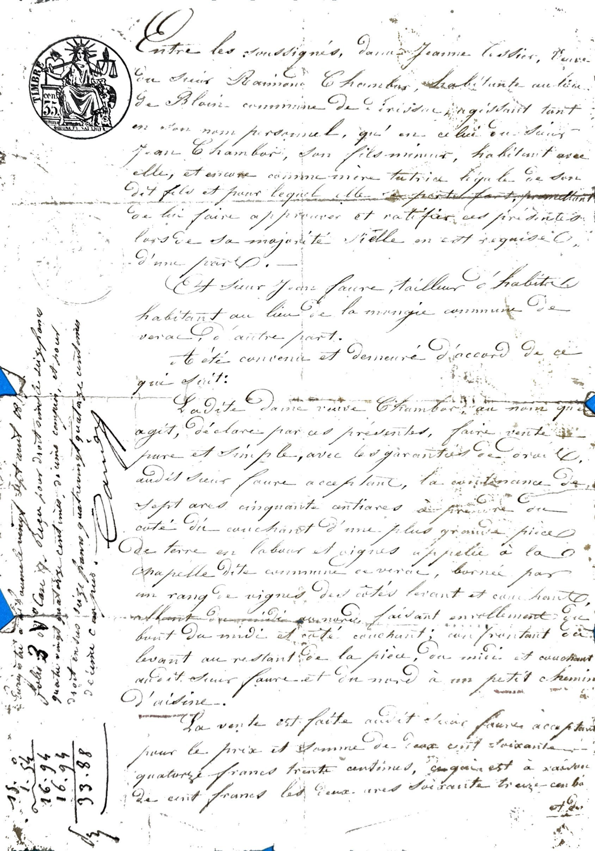 Deed of Sale: Land in Verac, Widow Chambon to Faure (1850) - Page 2