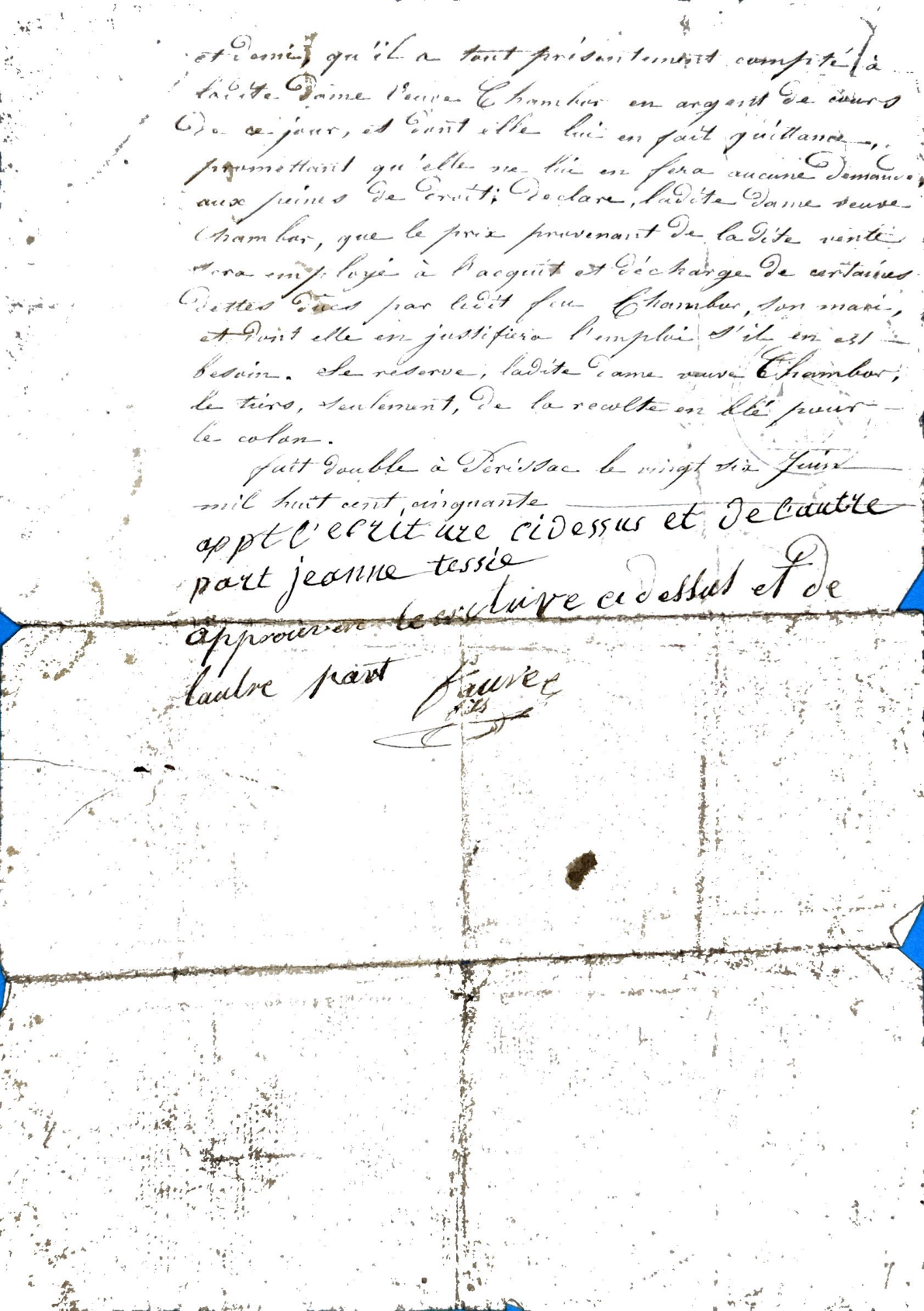 Deed of Sale: Land in Verac, Widow Chambon to Faure (1850) - Page 3