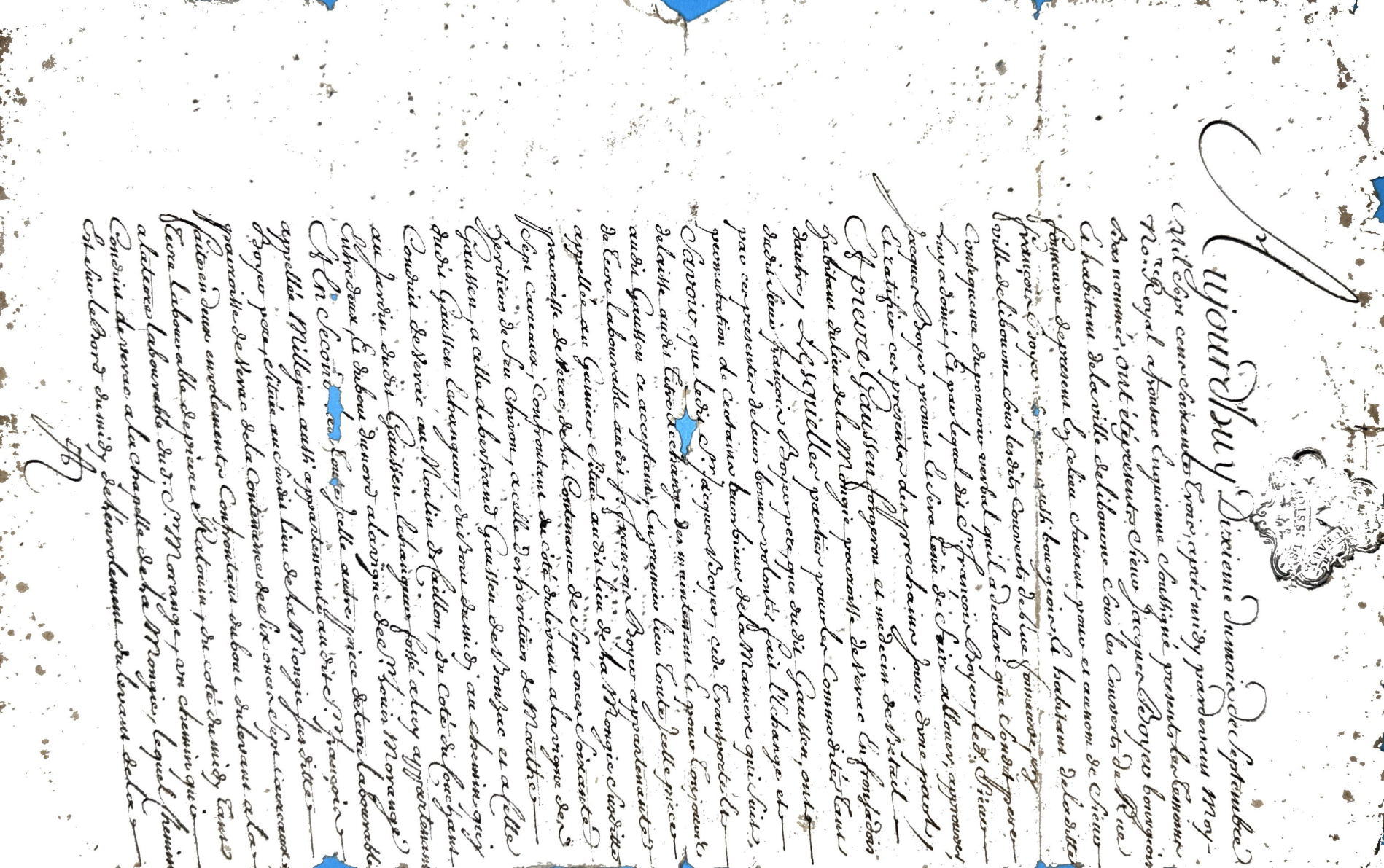 Deed of Land Exchange: Boyer and Gaussen (1763) - Page 2