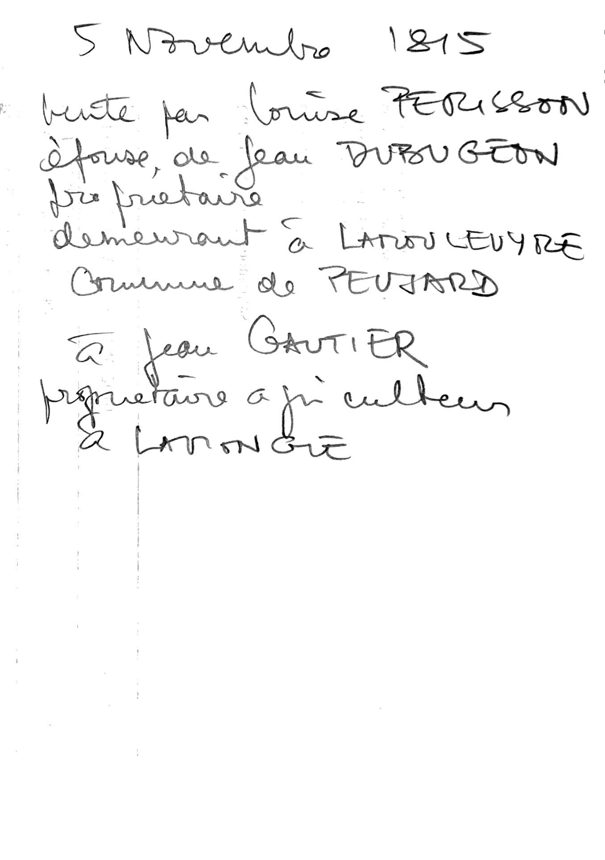 1815 Notarial Deed of Sale: Perisson to Gautier (Gironde, France)