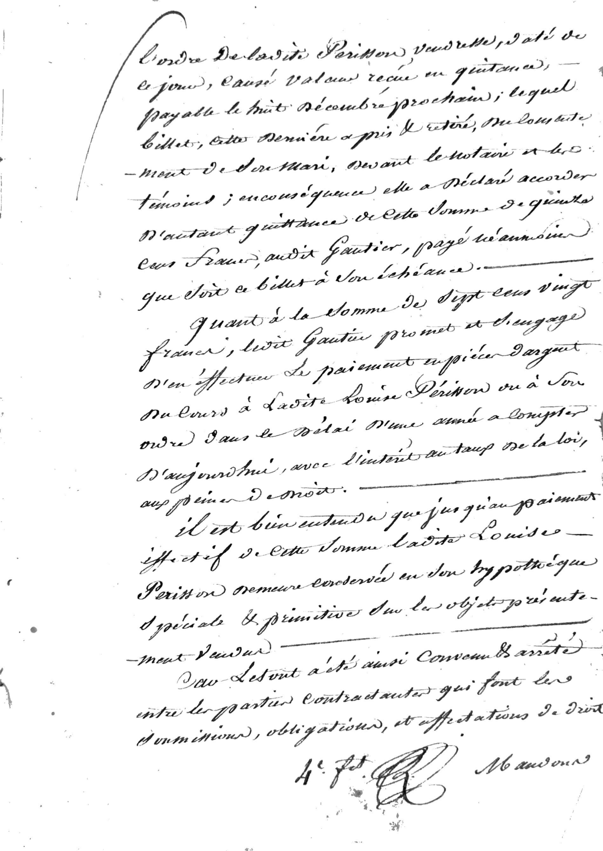 1815 Notarial Deed of Sale: Perisson to Gautier (Gironde, France) - Page 9