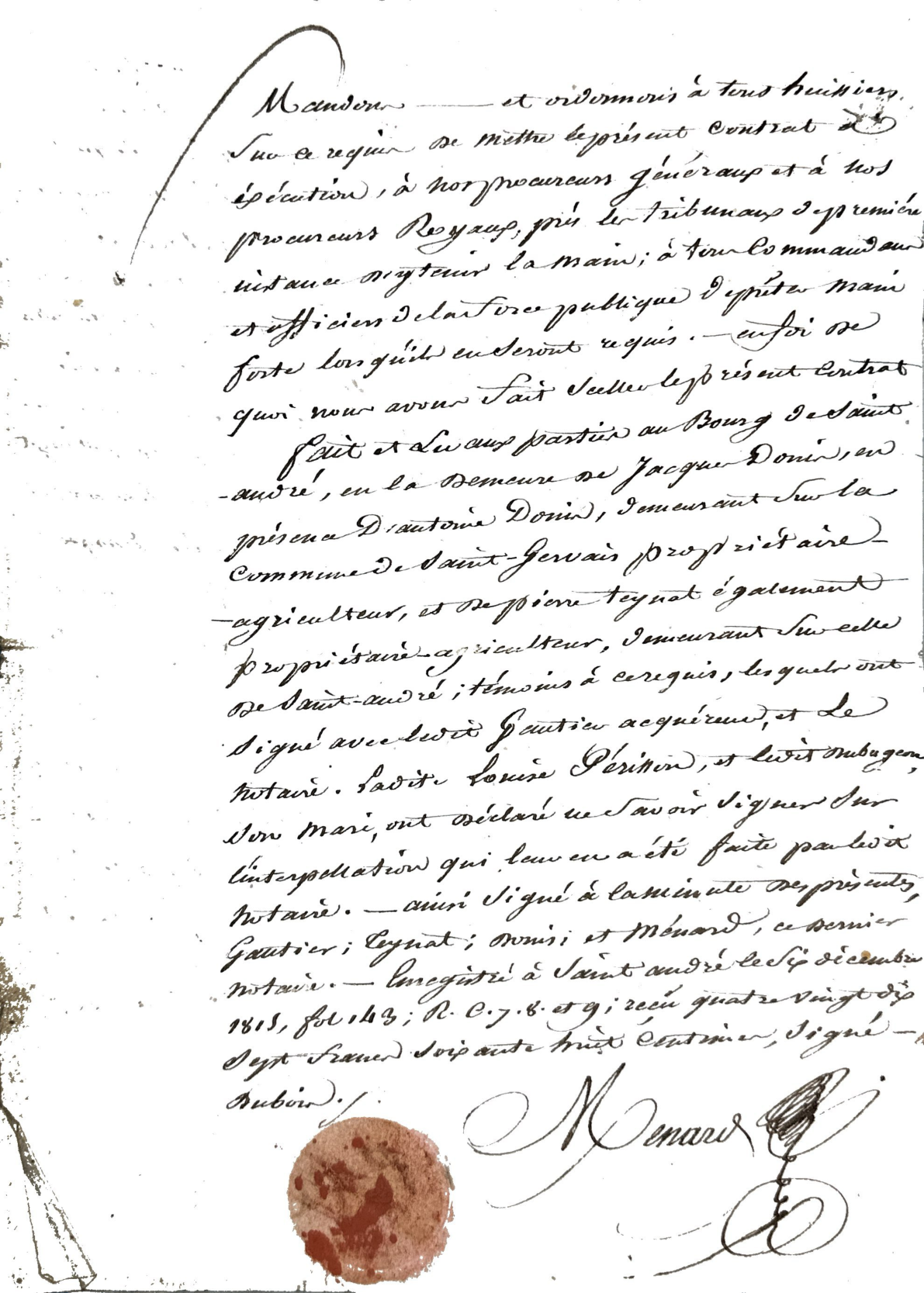 1815 Notarial Deed of Sale: Perisson to Gautier (Gironde, France) - Page 10