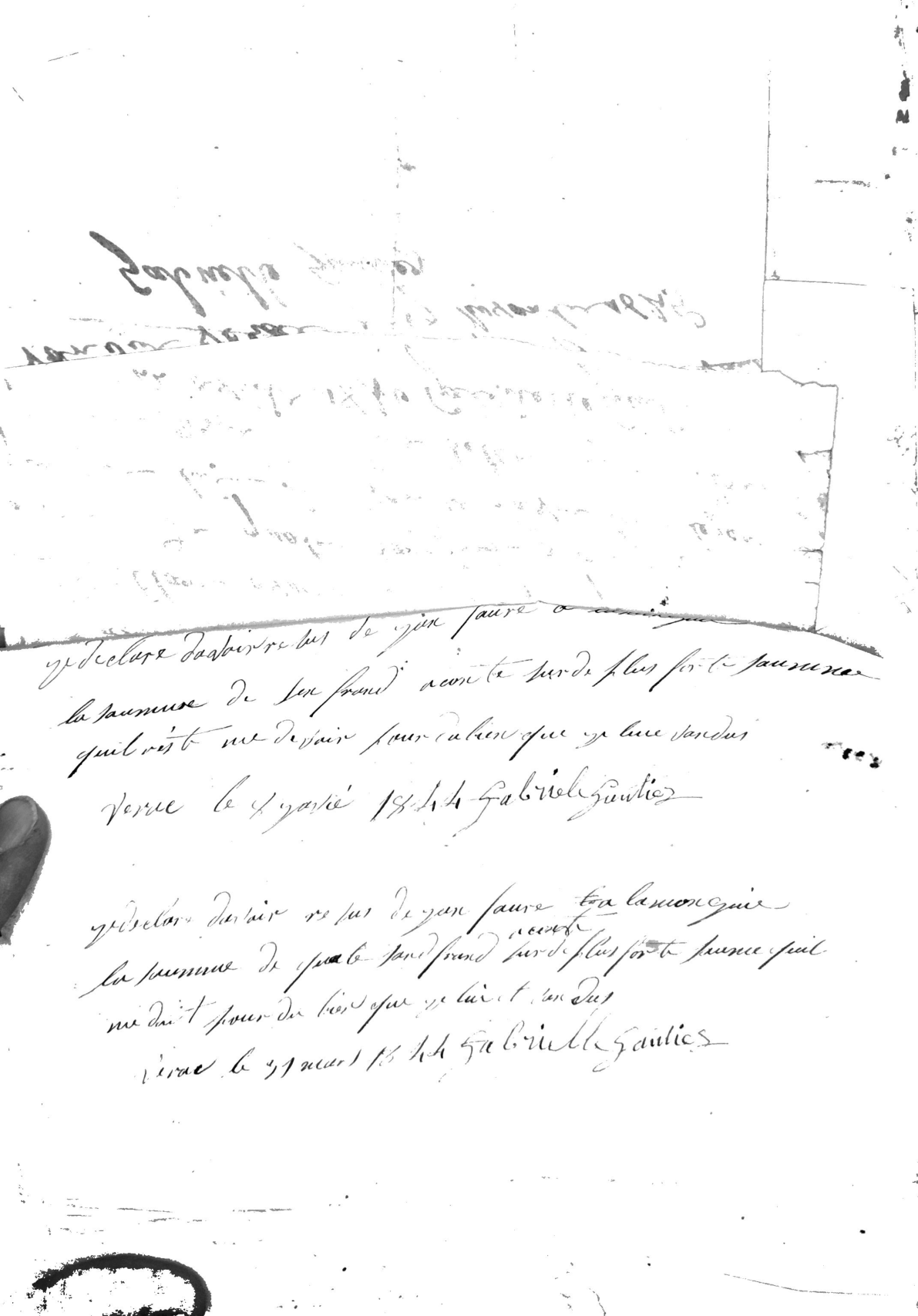Handwritten Property Payment Receipts from Gabrielle Gautier (1844-1849) - Page 2