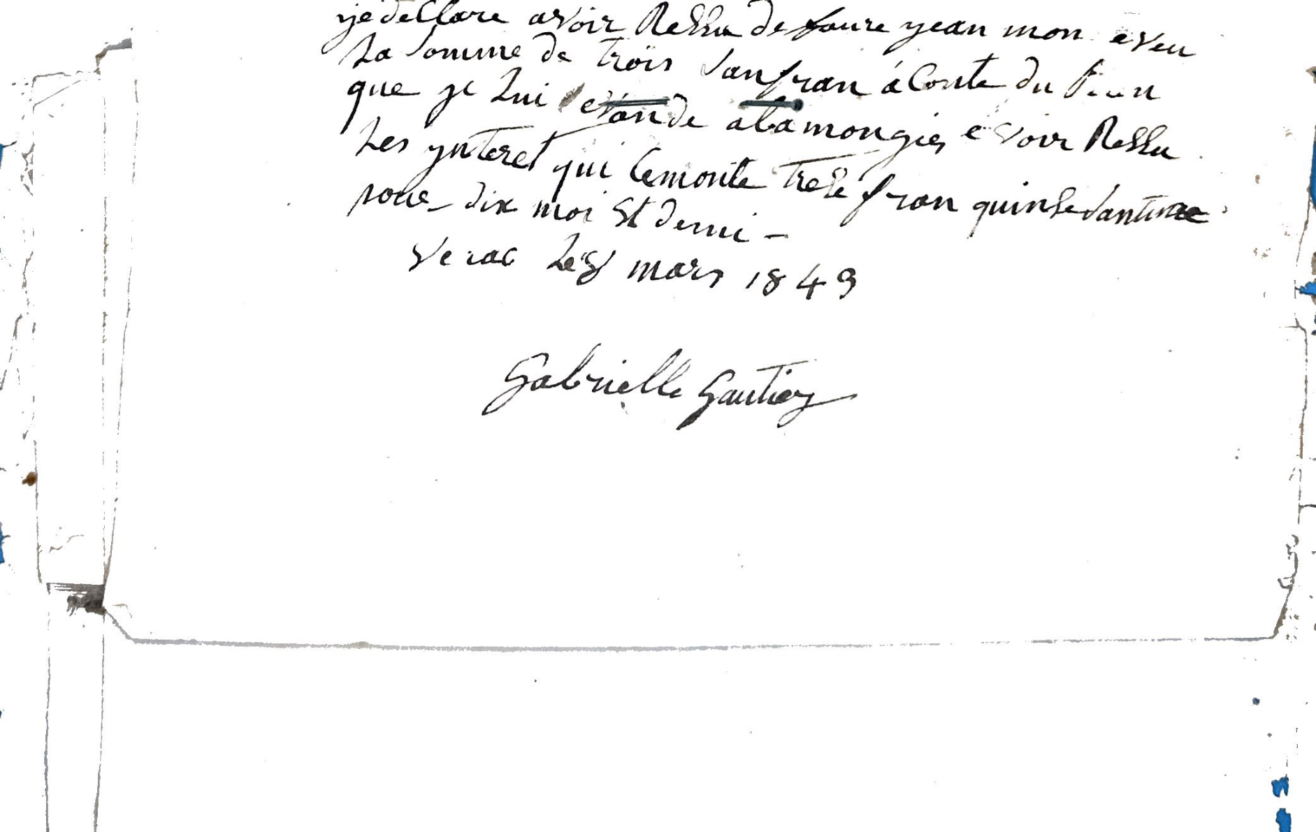 Handwritten Property Payment Receipts from Gabrielle Gautier (1844-1849) - Page 5